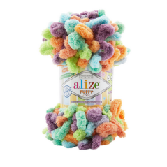 Alize Puffy Color 4530 - modrá,  zelená, fialová, oranžová