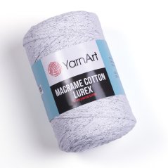 YarnArt Macrame Cotton Lurex 720 - bílá se stříbrnou nitkou