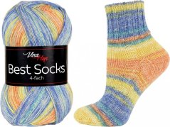 Vlna-Hep Best Socks 4-fach 7340 - oranžová, modrá, žlutá, bílá