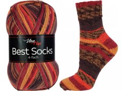 Vlna-Hep Best Socks 4-fach 7316 - hnědá, červená, žlutá