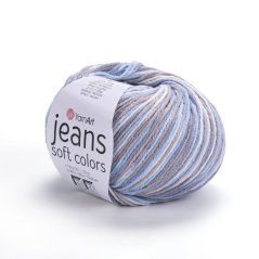 Yarnart Jeans Soft Colors 6210 - hnědá, modrá, bílá