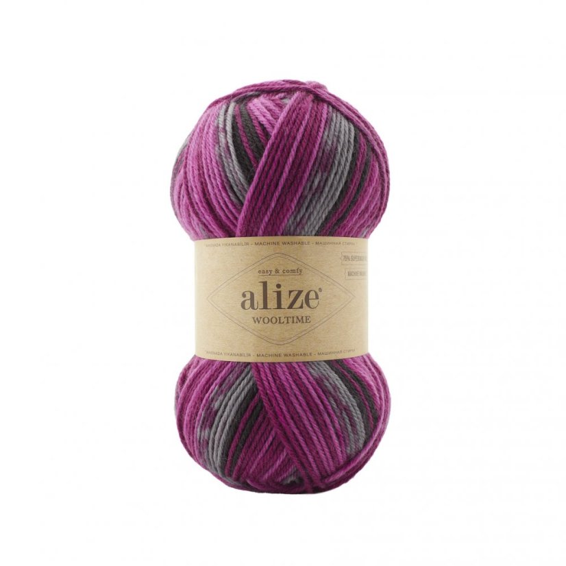 Alize Wooltime 11018 - růžová, fialová, šedá Alize Wooltime 11018 - růžová, fialová, šedá