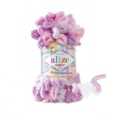 Alize Puffy Color 6051 - bílá, růžová, fialová