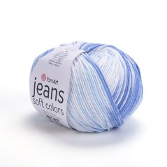 Yarnart Jeans Soft Colors 6213 - modrá, bílá