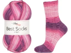 Vlna-Hep Best Socks 4-fach 7406 - odstíny růžové a fialové