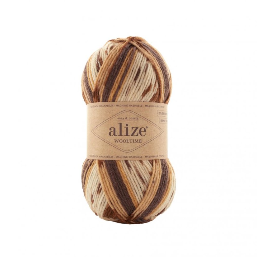 Alize Wooltime 11023 - krémová, hnědá Alize Wooltime 11023 - krémová, hnědá