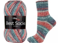 Vlna-Hep Best Socks 4-fach 7333 - červená, modrá