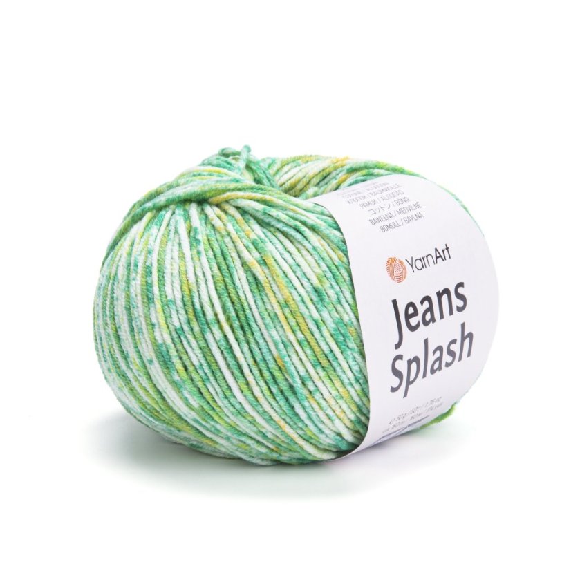YarnArt Jeans Splash 946 - zelená, bílá