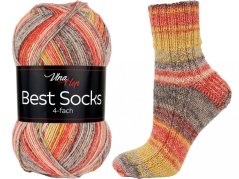 Vlna-Hep Best Socks 4-fach 7338 - červená, hořčičová, šedá, béžová