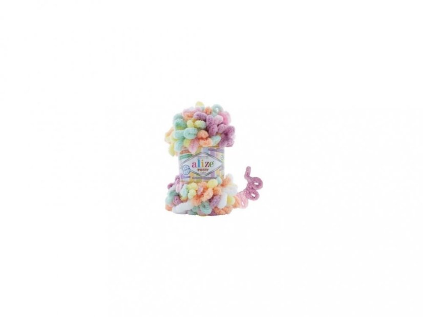 Alize Puffy Color 6527 - růžová, fialová, zelená, žlutá, oranžová, bílá