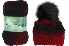 Vlna-Hep Nepál Ombré 7405 - černá, červená