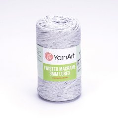 YarnArt Twisted Macrame Lurex 3 mm 756 - světle šedá se stříbrnou nitkou