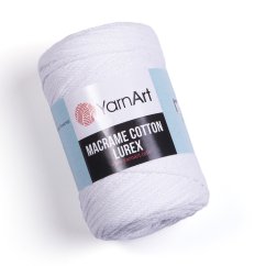YarnArt Macrame Cotton Lurex 721 - bílá s bílou nitkou