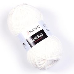 YarnArt Jeans Plus 01-bílá