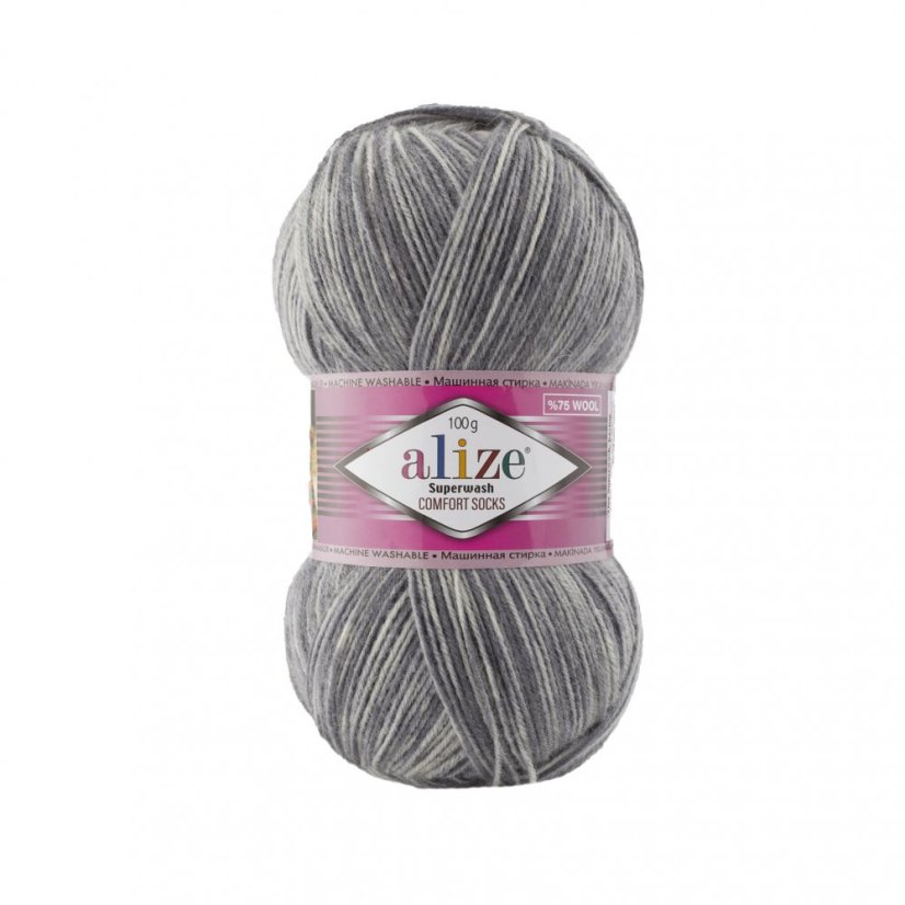 Alize Superwash Comfort 7676 - černá, šedá