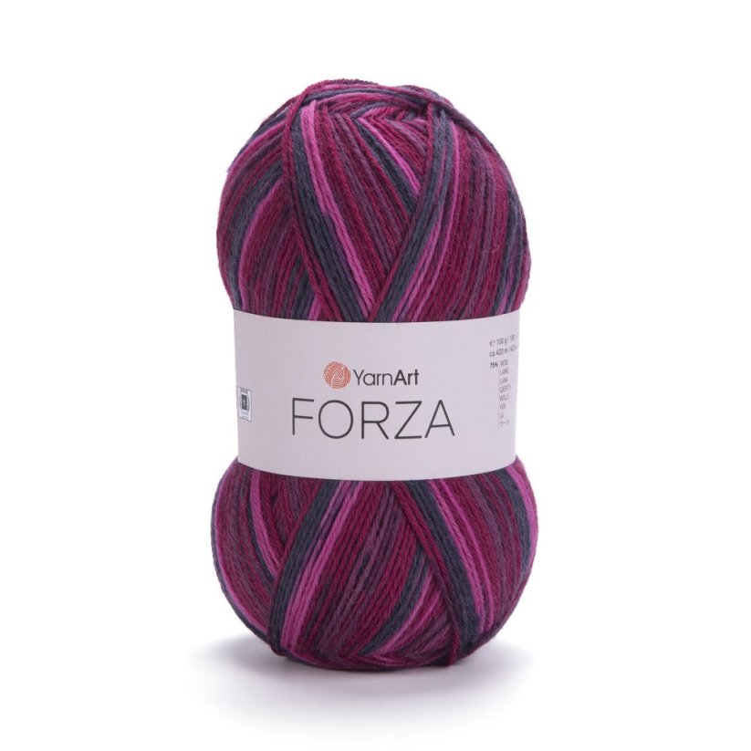 YarnArt Forza 2508 - vínová, růžová, černá