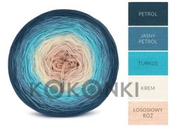 Kokonki Classic B115 Blue jeans - petrolejová, světlá petrolejová, tyrkysová, krémová, lososově růžová