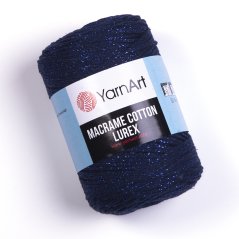 YarnArt Macrame Cotton Lurex 740 - tmavě modrá s modrou nitkou