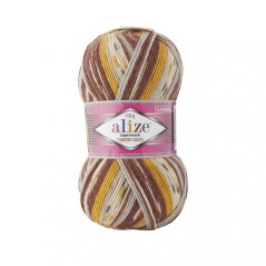 Alize Superwash Comfort 7652 - hnědá, žlutá