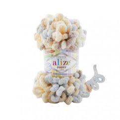Alize Puffy Color 6463 - smetanová, béžová, šedá, modrá