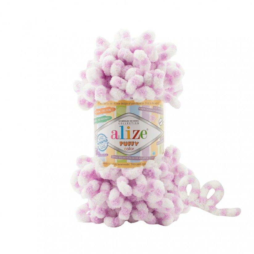 Alize Puffy Color 6458 - fialová, bílá