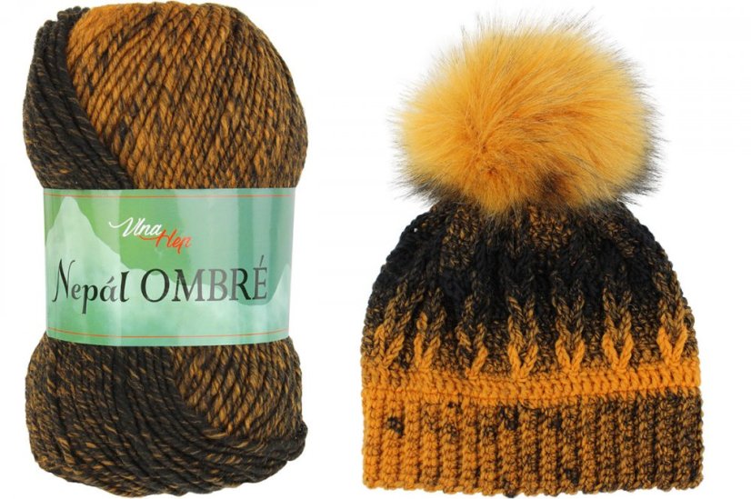 Vlna-Hep Nepál Ombré 7407 - černá, hořčicová