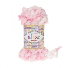 Alize Puffy Color 5863 - bílá, růžová