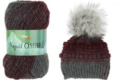 Vlna-Hep Nepál Ombré 7404 - šedá, vínová