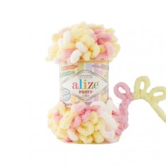 Alize Puffy Color 6369 - žlutá, růžová, bílá