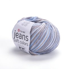Yarnart Jeans Soft Colors 6210 - hnědá, modrá, bílá