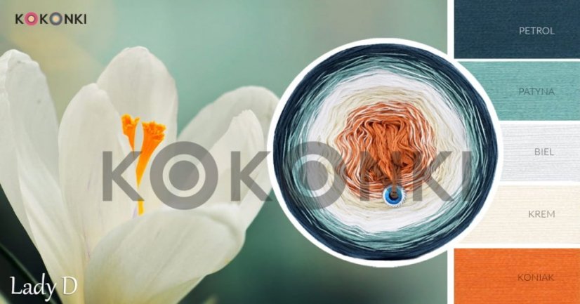 Kokonki Classic B006 Lady D - petrol, patina, bílá, krémová, koňak