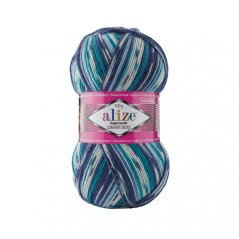 Alize Superwash Comfort 7708 - modrá, zelená, bílá