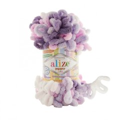 Alize Puffy Color 6305 - bílá, růžová, fialová