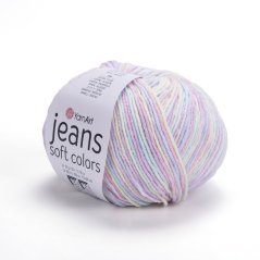 Yarnart Jeans Soft Colors 6212 - pastelově růžová, modrá,  fialová, žlutá, bílá, modrá