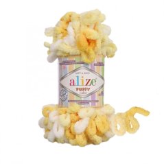 Alize Puffy Color 5921 - bílá, žlutá