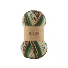 Alize Wooltime 11021 - zelená, hnědá, přírodní s hořčicovou