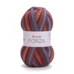 YarnArt Forza 2503 - šedá, vínová, hnědá