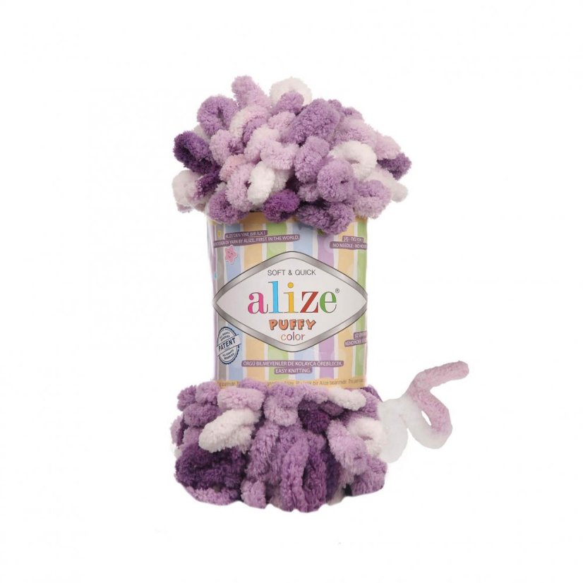Alize Puffy Color 5923 - bílá, fialová Alize Puffy Color 5923 - bílá, fialová
