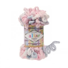 Alize Puffy Color 5864 - bílá, šedá, růžová