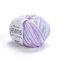 Yarnart Jeans Soft Colors 6202 - růžová, světle modrá, zelená, bílá