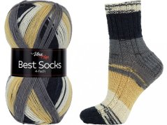 Vlna-Hep Best Socks 4-fach 7071 - šedá s hořčicovou