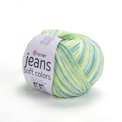 Yarnart Jeans Soft Colors 6211 - zelená, modrá, bílá