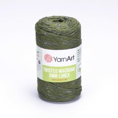 YarnArt Twisted Macrame Lurex 3 mm 787 - zelená se stříbrnou