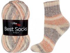 Vlna-Hep Best Socks 4-fach 7341 - oranžová, hnědá, bílá