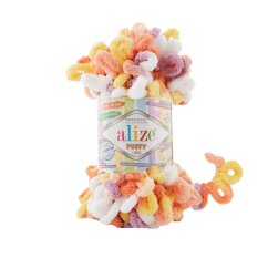 Alize Puffy Color 6429 - žlutá, oranžová, růžová, bílá