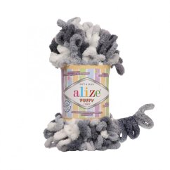 Alize Puffy Color 5925 - bílá, šedá