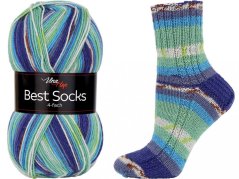 Vlna-Hep Best Socks 4-fach 7077 - modrá se zelenou