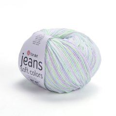 Yarnart Jeans Soft Colors 6201 - zelená, světlá fialová, bílá