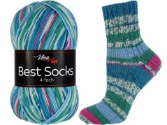 Vlna-Hep Best Socks 4-fach 7310 - zelená, modrá, šedá, růžová