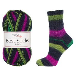 Vlna-Hep Best Socks 4-fach 7722 - tmavě modrá, fialová, zelená Vlna-Hep Best Socks 4-fach 7722 - tmavě modrá, fialová, zelená